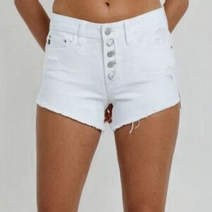 Just USA White Button-Fly Cutoff Jean Shorts